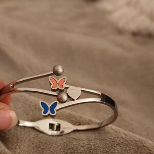Silver Butterfly Bangle Bracelet